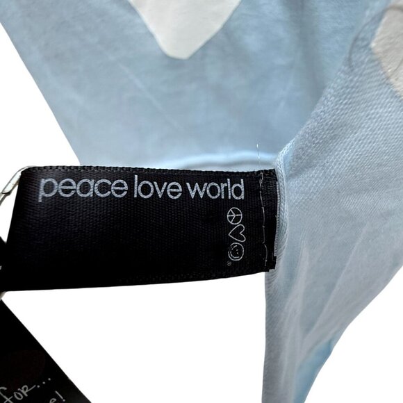 Peace Love World Oversized Scarf Light Blue Oblong Heart Peace Sign 14x84 NWT - Picture 7 of 9